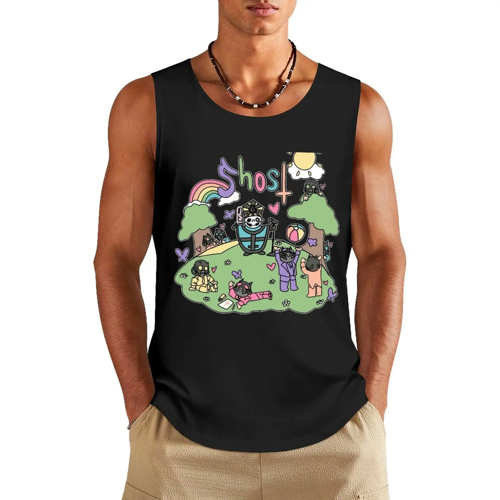 

Ghost band T Shirt Rainbow Tank Top vests for men sports vest sleeveless tshirts for men Gym clothes