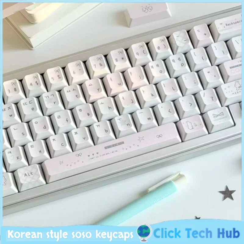 Amuu Lab Korean Style Soso Keycaps Korean Radical Key Cap Fc Pink Ins Style Custom Mechanical Keyboard Keycaps Small And Fresh