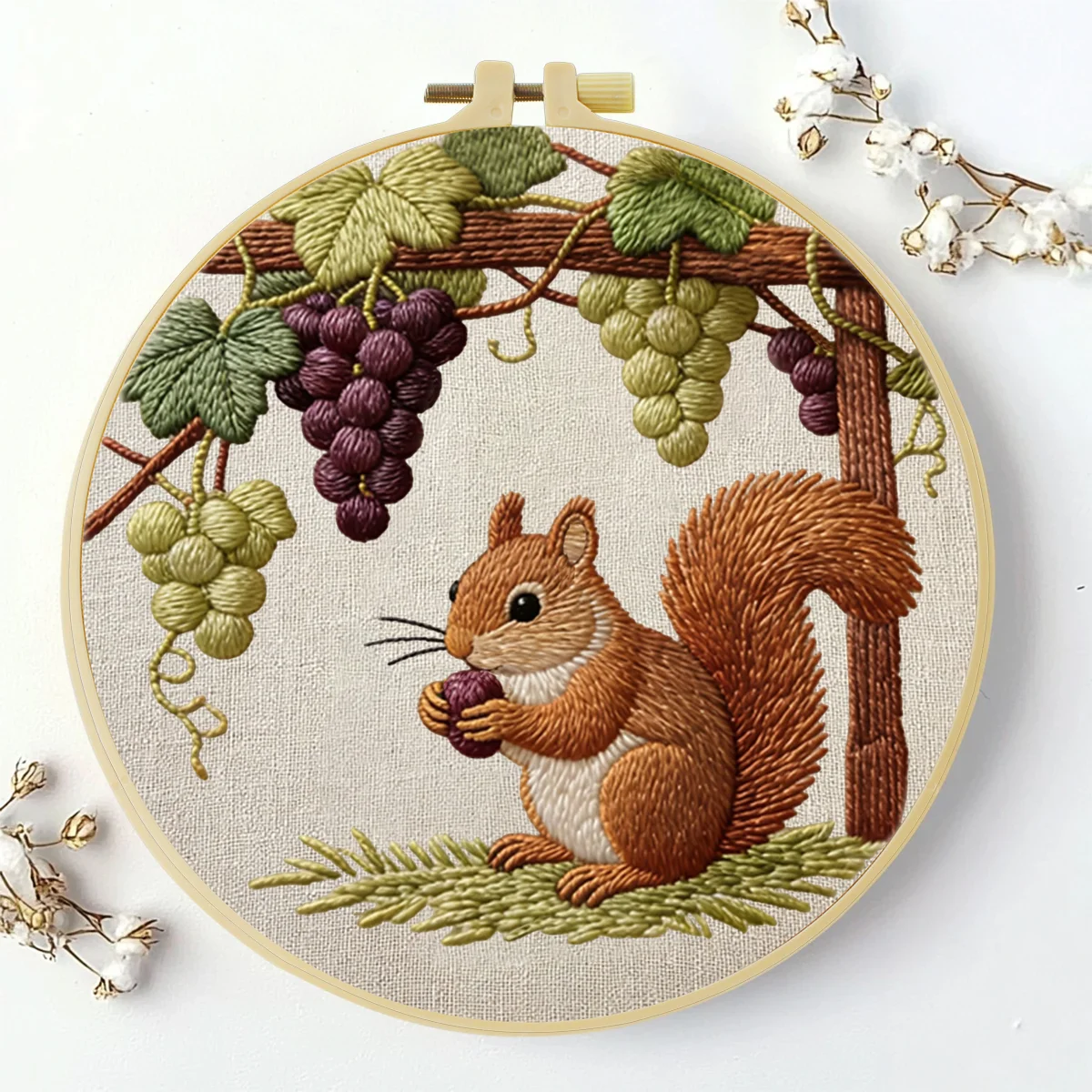 1 Stück 20X20CM/15X15CM 7,87/6,3 Zoll Eichhörnchen-Stickerei-Starter-Kit DIY-Kit DIY-Stickerei-Set für Anfänger – Detail 1