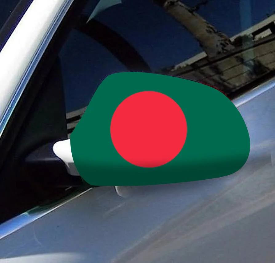 Directly Delivery 2 Pcs Free Size Four-way stretch fabric Bangladesh Flags Car Mirror Cover