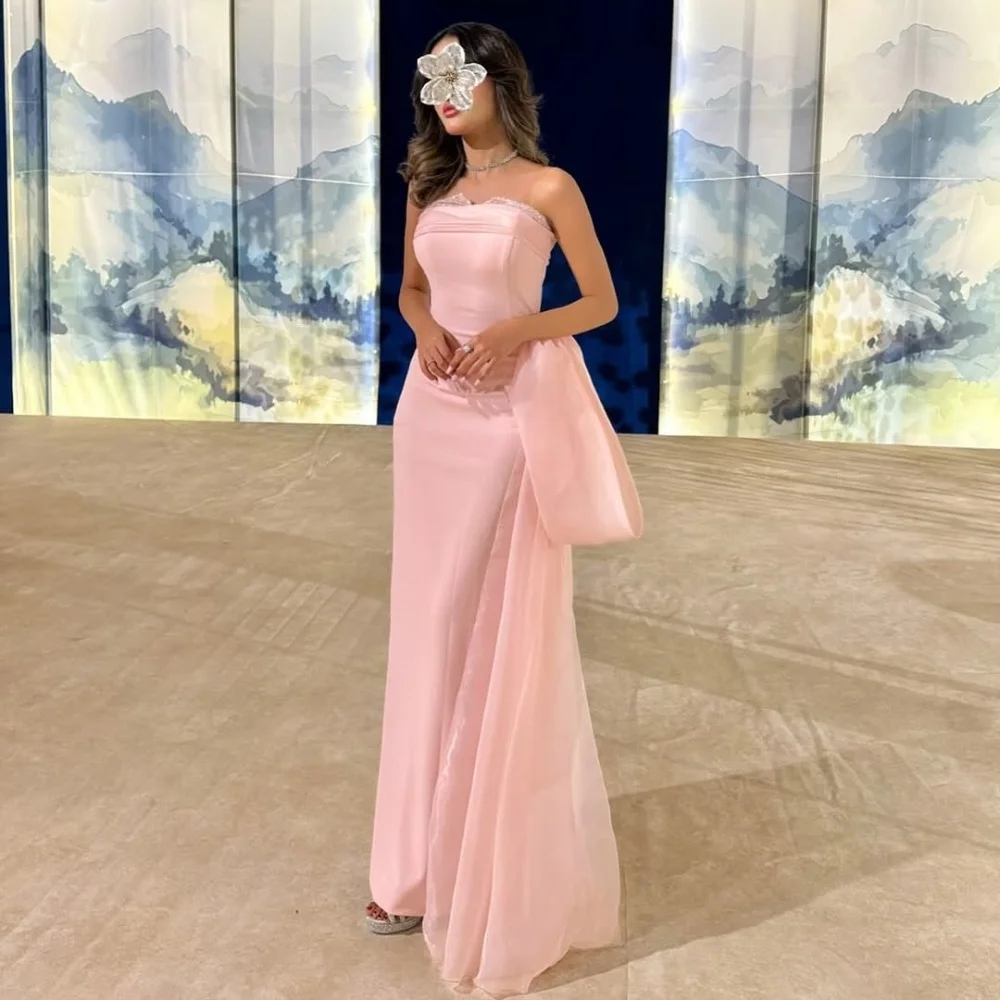 

Customized Exquisite Sexy Jersey Beading Sequined Bow Straight Strapless Long Dresses Bespoke Occasion Dresses Pastrol Fashion