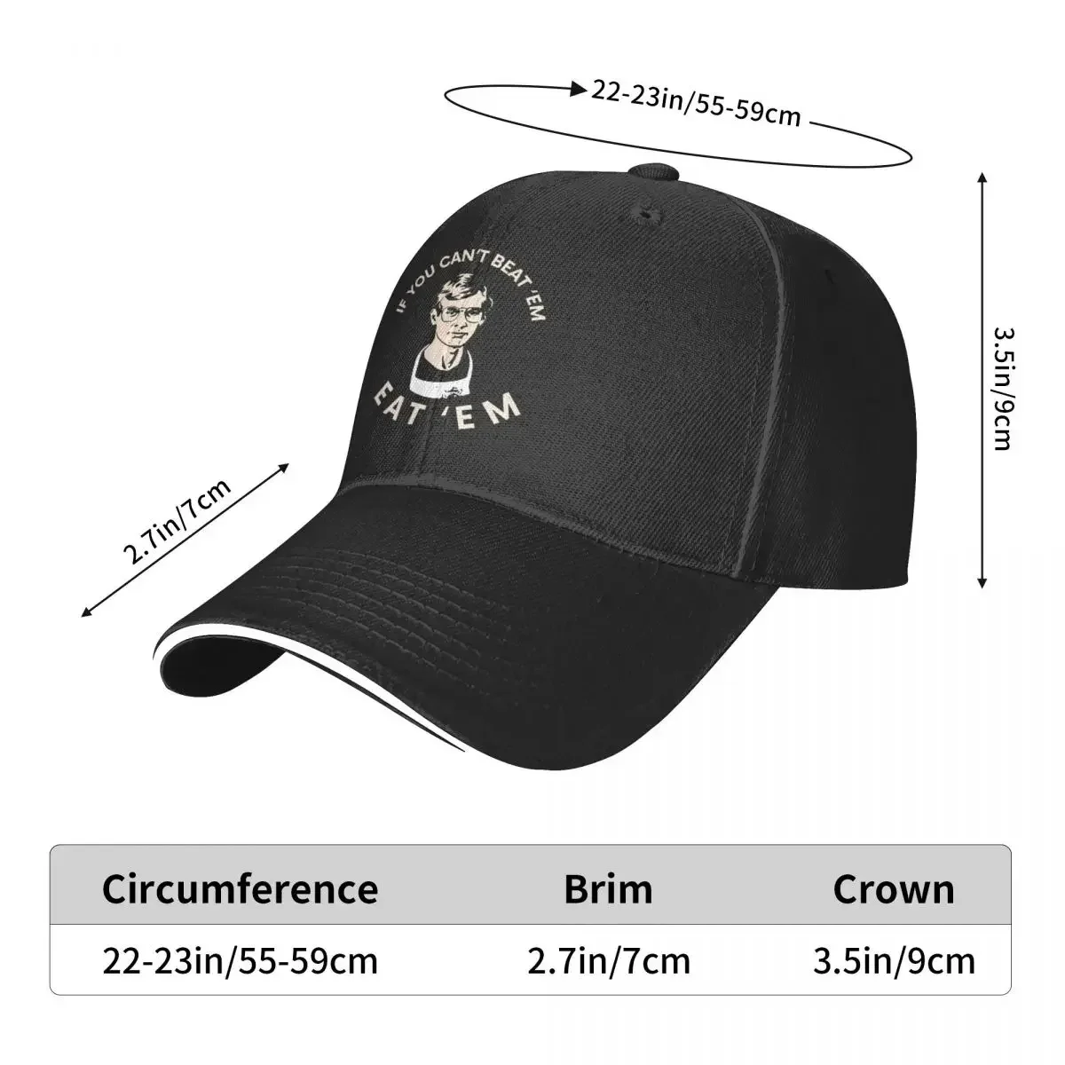 If You Can\'t Beat \'Em Eat \'Em Gift Jeffrey Dahmer Baseball Cap Hip Hop Sandwich Hat Unisex Style Adjustable Sun Hat Sport