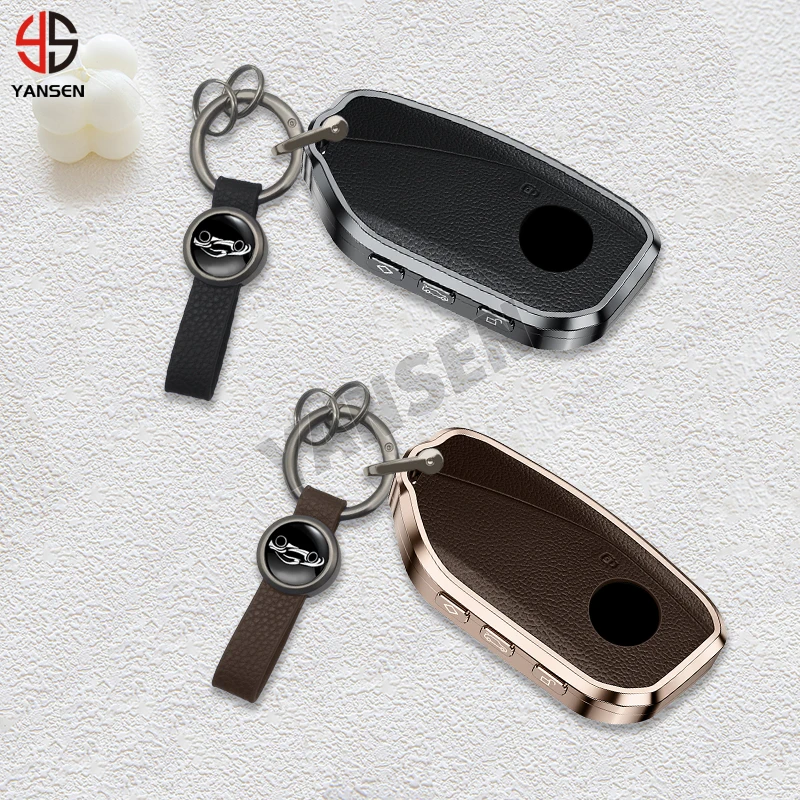 2024 New Key Ring Key Cover For BMW Leather Metal Key Case 3 4 5 7 Series X5 X7 i7 i4 iX