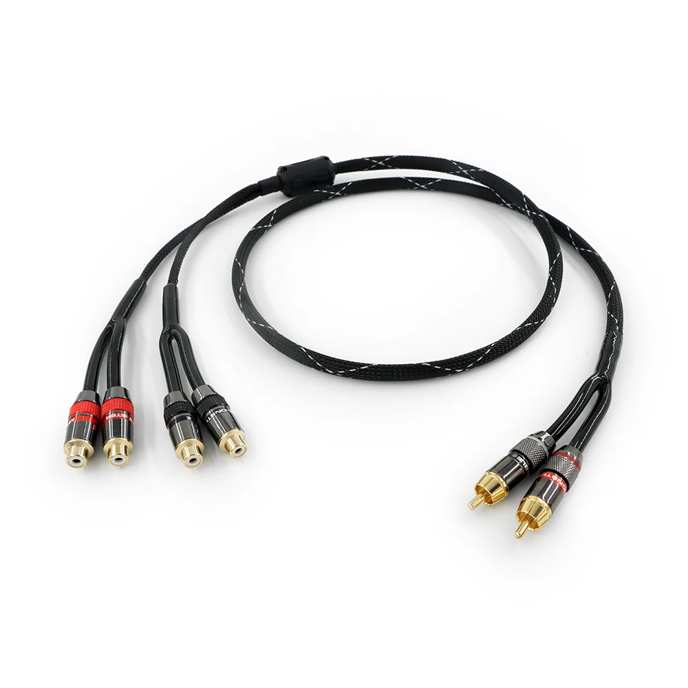 Canare L-4E6S RCA Plug Splitter Stereo Audio Video Cable 2 Male to 4 feMale Dual Speaker Y Adapter Connector Extension Cord