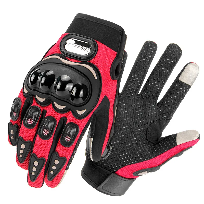 

Summer Breathable Mesh Motorcycle Gloves Men's Fashion Red Moto Gloves Touch Screen Carbon Protective Motorbike Glove