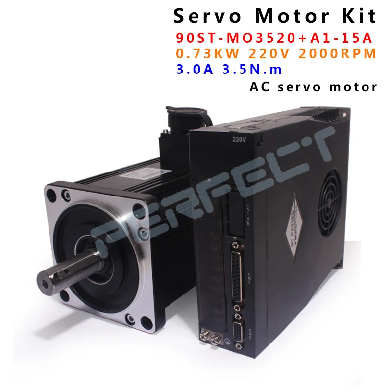 3.5N.M 730W AC Servo Motor 90ST-M03520 220V Servo MODBUS Drive Optical Encoder A1-SVD-15A Driver