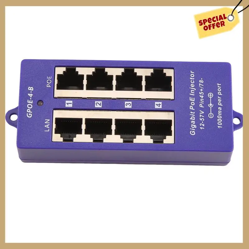 Inyector Poe pasivo Gigabit de 48V o 24V, módulo Poe de 4 puertos 1000Mbps para cámara IP de seguridad, punto de acceso Wifi, UBNT, duradero
