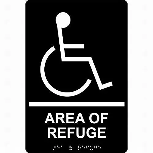 1pc PaBoe Metal Area Refuge/Rescue Sign Black Unique Tin Sign Decor 8x12 Warning Sign Crossing Sign