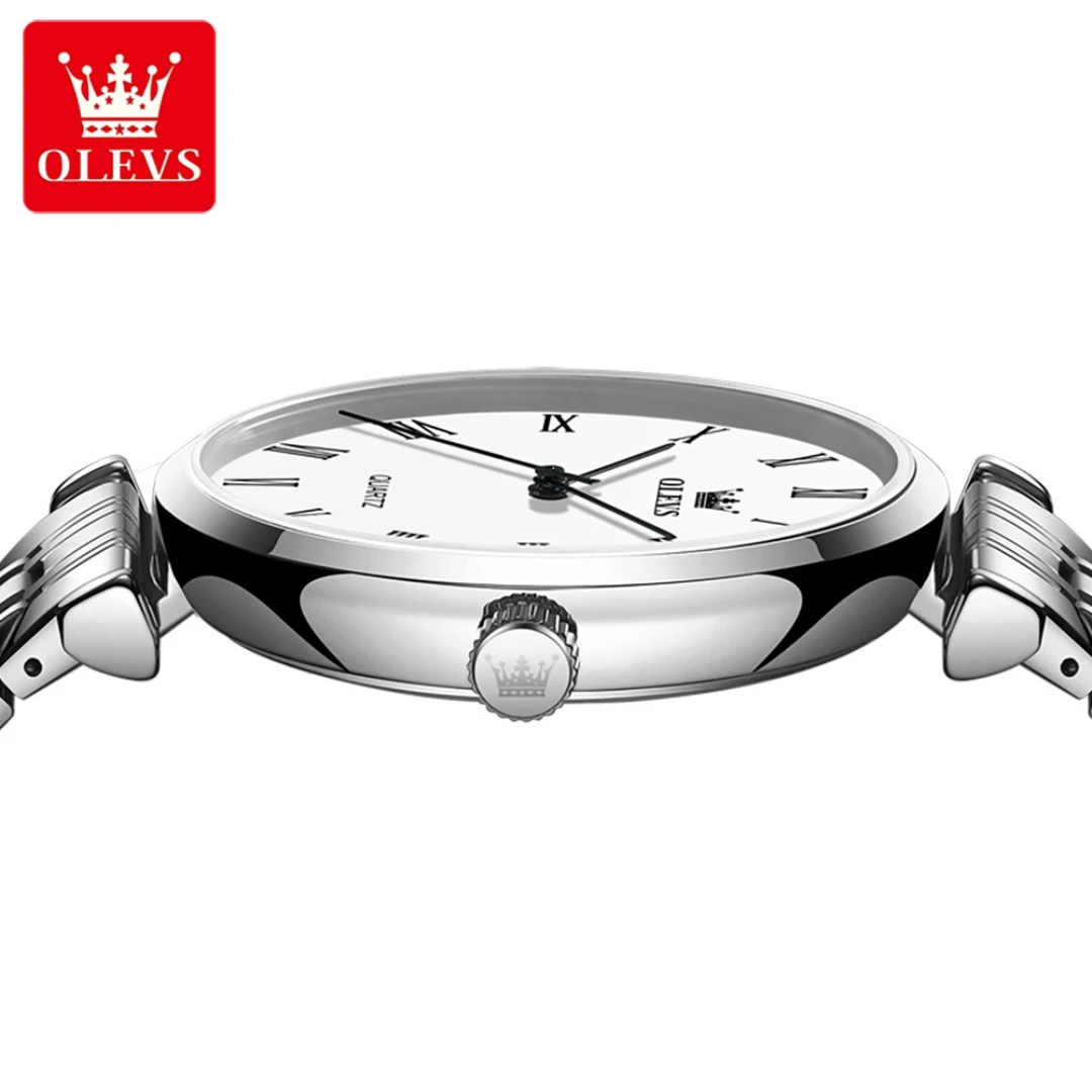 OLEVS 5592 Quartz Fashion Watch Gift Round-dial Stainless Steel Watchband Wristwatch