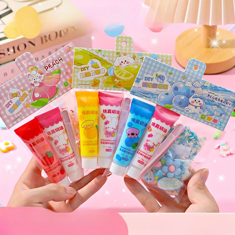 2pcs Fruity Cream Glue 3D Resin Sticker DIY Polco Korean Guka Handmade Children\'s Gifts DIY Gift for Children 15ML