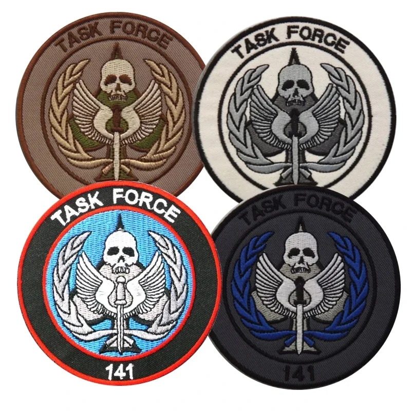 TASK FORCE 141 CODE Call of Duty Embroidered Sticker Hook and Loop Patches Tactical Armband Morale Badge on Backpack Skull Patch