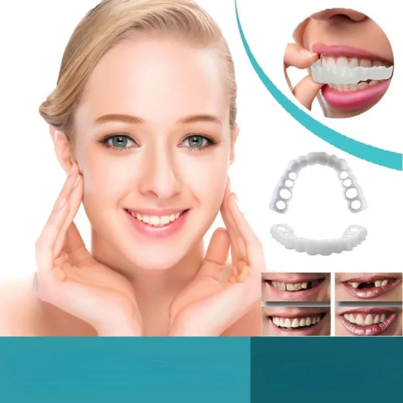 Capa de dente falsa ajuste perfeito para clareamento dos dentes, Snap em facetas de silicone sorriso, Dentaduras Flexibles, beleza ferramenta cosmética