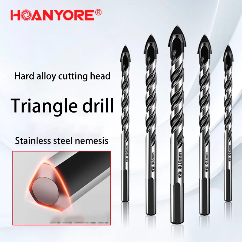 3mm 4mm 5mm 6mm 8mm Glass drill tile hole drill hand electric drill concrete hole drill non-slip triangle handle carbide drill