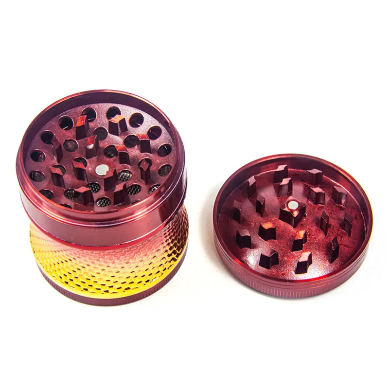 63mm diameter zinc alloy four layer sieve cover waist metal tobacco grinder cigarette set