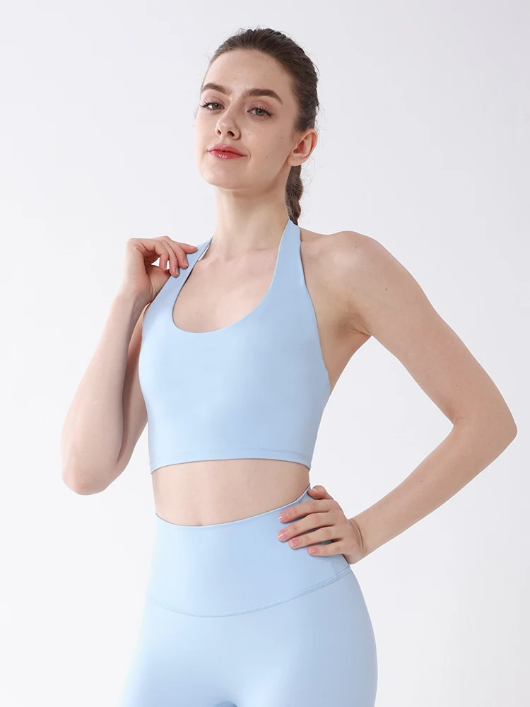 New Summer Women's Sports Yoga Bra High Support Fixed Chest Pad Shockproof Breathable Backless Outdoor Leisure Workout Top