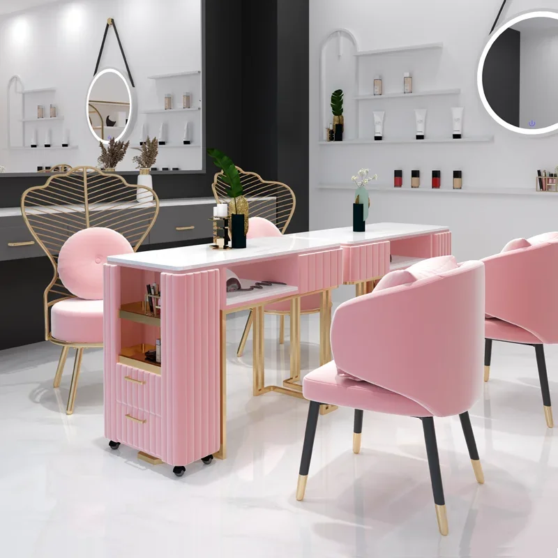 

Customizable Modern Nail Salon Furniture Design Metal Manicure Table And Chair