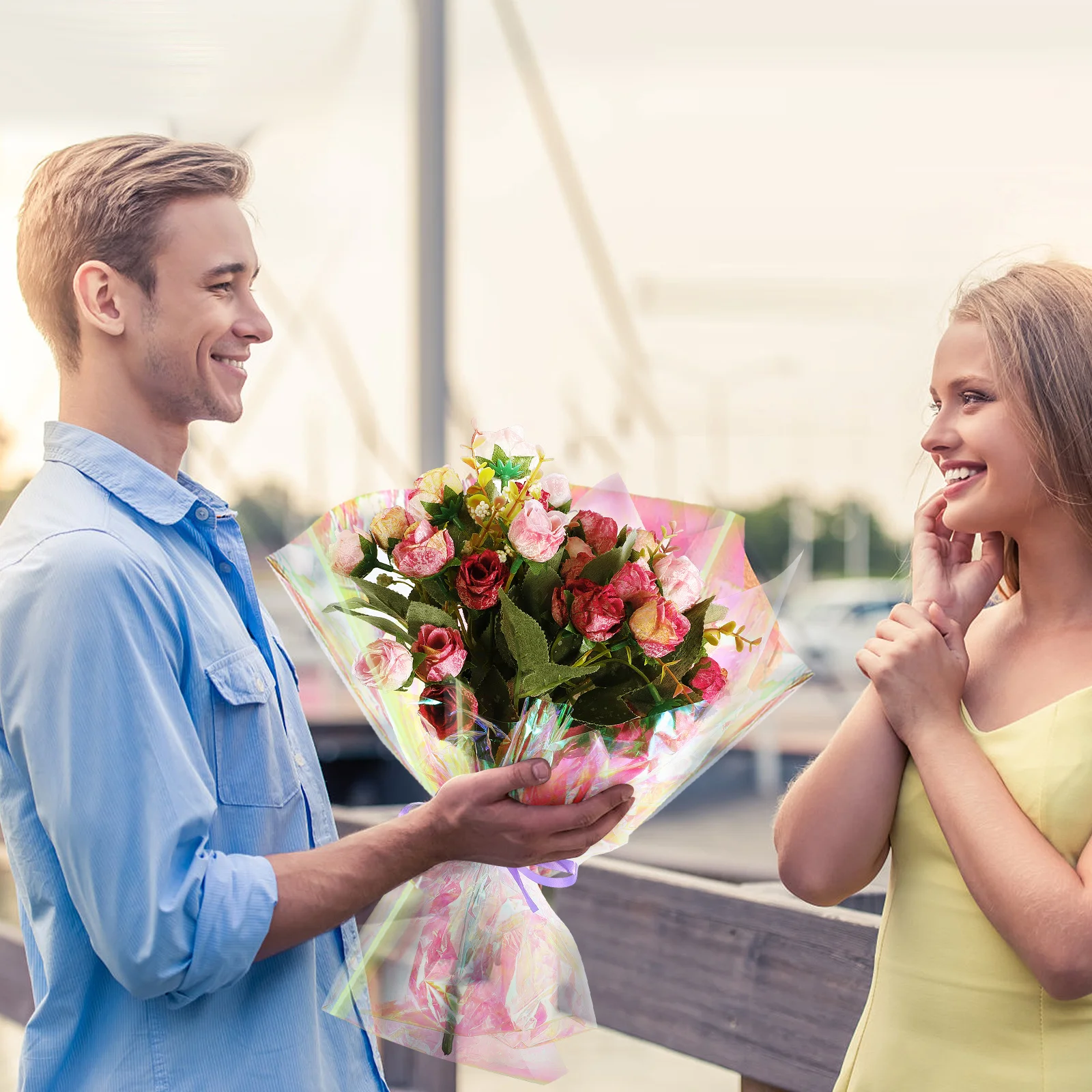 

20Pcs Cellophane Wrapping Film Iridescent Bright Colors Perfect for Floral Arrangements and Crafts Cellophane Wrap