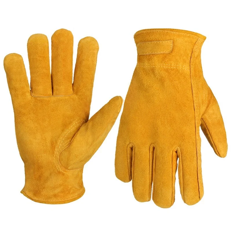 Work Gloves Cowhide Leather Men Working Welding Safety Protective Garden Sports MOTO Driver Wear-resisting Construction Gloves