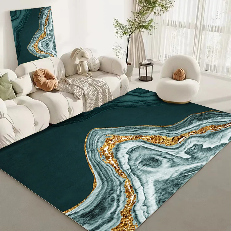 VIKAMA Mori Style Green Office Carpet Nordic Abstract Bedroom Study Whole Carpet Modern Living Room Sofa Cover