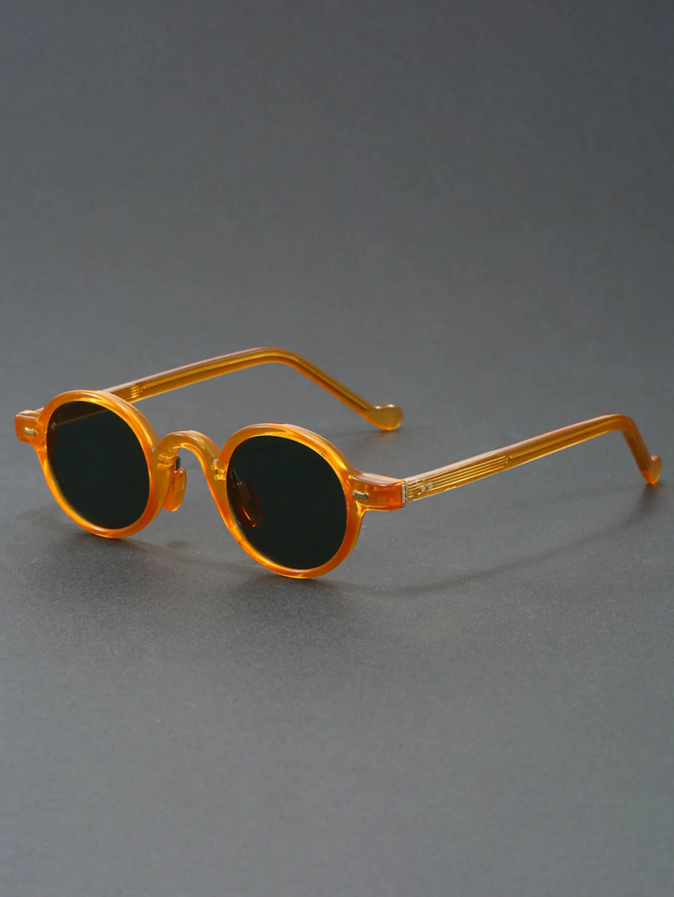 Orange Retro kleine runde Sonnenbrille für Damen und Herren, klassische Luxusmarke, Designer, beliebte Steampunk-Ton-Hip-Hop-Sonnenbrille UV400 – Detail 11