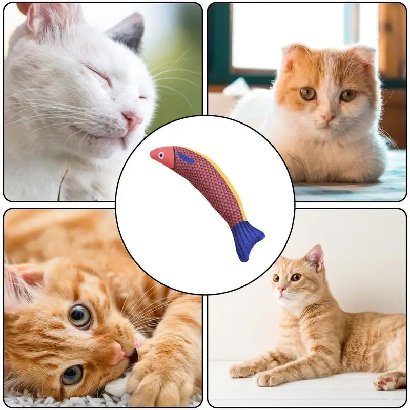 Teething Toys For Kittens Plush Kitten Saury Fish Training Toy Indoor 8.27x3.15inch Cat Kicking Toys Interactive Catnip Crinkle