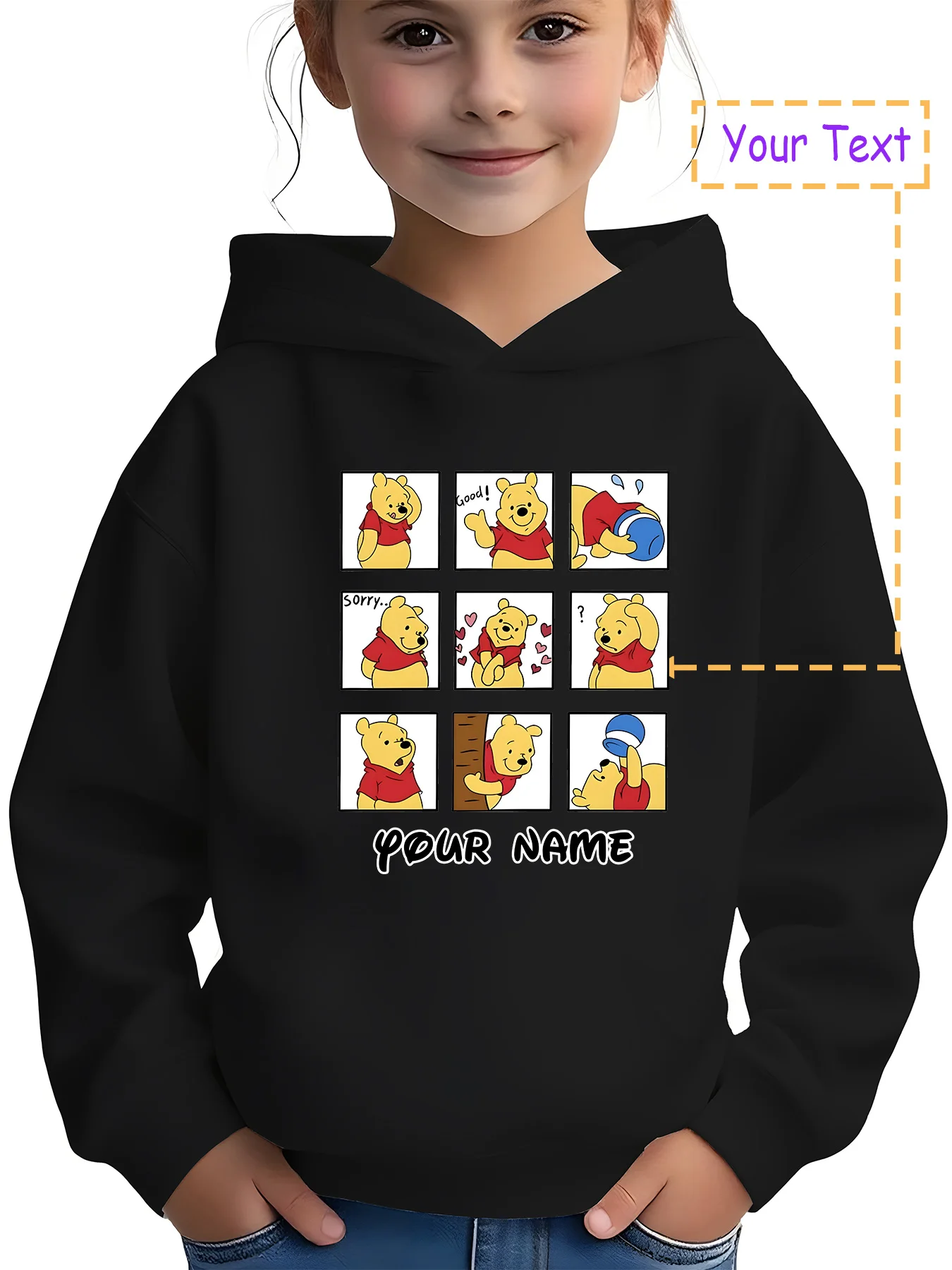 

MINISO Disney Winnie the Pooh Named Hoodie - Winnie the Pooh and Piglet Printed, Exclusive for animation fans, perfect for weeke