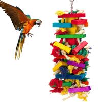 Toy Bird Large and Medium-Sized Macaw Nibbling Toy Wooden Color Toy Birds Supplies Parrot Swing
