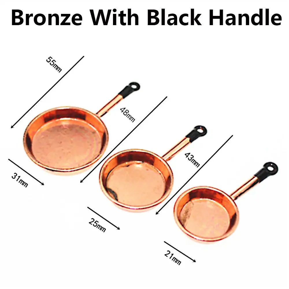 3 قطعة/المجموعة اللعب تجهيزات المطابخ دمية اللعب منزل مقلاة نموذج مصغرة تجهيزات المطابخ محاكاة قدر إكسسوارات دمي