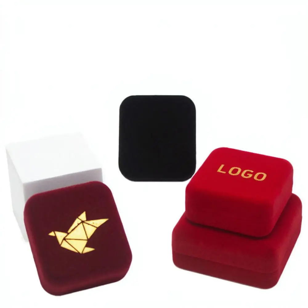 Portable Ring Display Box Flocked Organizer For Brooch Badge Small Gift Packaging Jewelry Storage Holder Case
