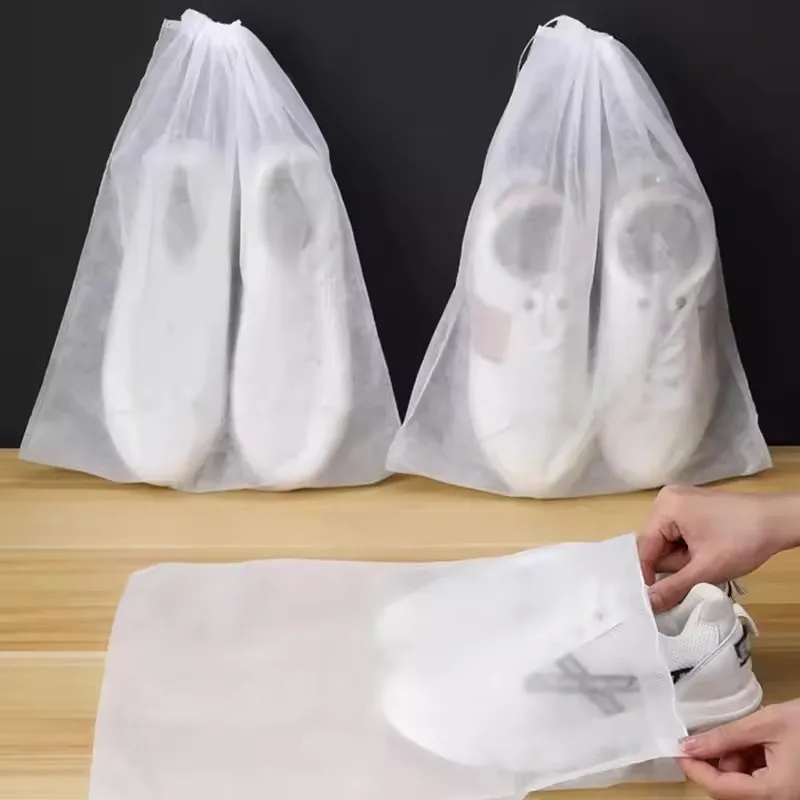 50pcs Portable Non Woven Shoe Bag with Drawstring Shoe Bag Travel Travel Pouch Shoe Bags Dustproof Anti-yellow Storage Package