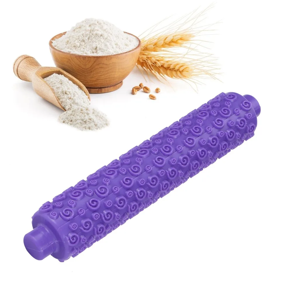PP Fondant Rolling Pin Short Handle Purple Pastry Cake Decorating Tool Cake Embossing Tool Sugar Paste Petal Paste Marzipan