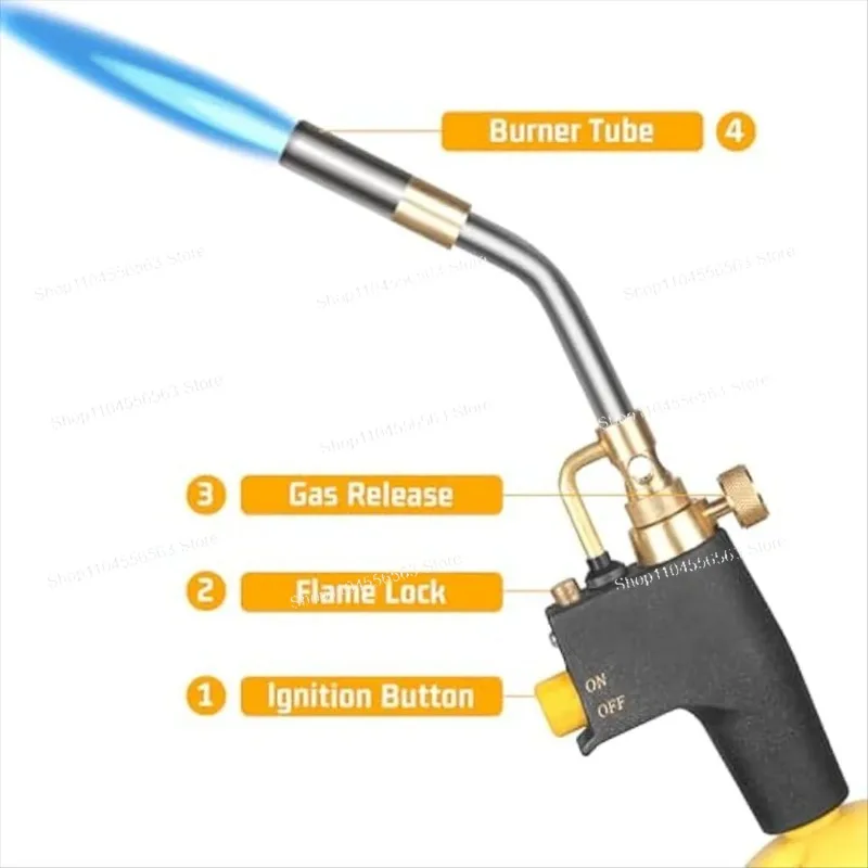 Trigger-Start Soldering Torch Head - High-Intensity Portable Tip for Use with Propane Tanks