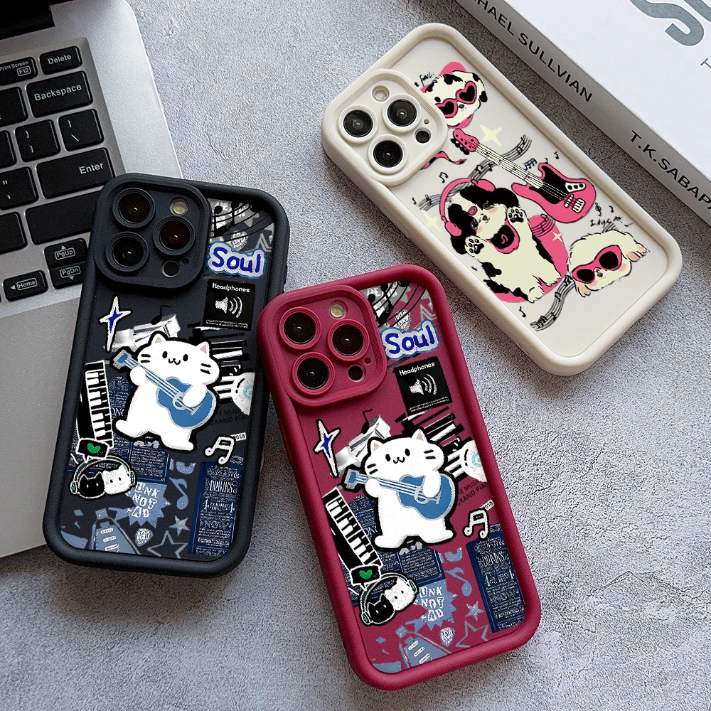 Oppo Reno 12 - かわいい犬猫柄の音楽柄スマホケース、Oppo Reno 15 14 13 12