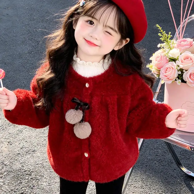 Girls' Warm Little Fragrant Style Coat for Students Autumn and Winter New Item Thick Lamb Wool Coat Girls' Fashionable Soft Tops