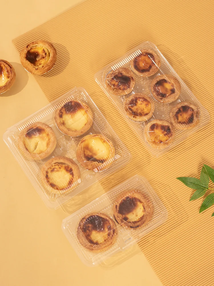 

Одноразовые пластиковые коробки для упаковки яичного пирога, прозрачные две четыре шесть штук, впитывающие пластиковые коробки для яичного пирога, кухонные коробки для приготовления пищи