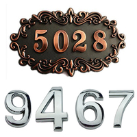 3D Digits Numeral 0-9 Number Self-Adhesive Sticker Plate Sign Hotel Silvery Door Plaque Modern Plated House Home Car Decoration