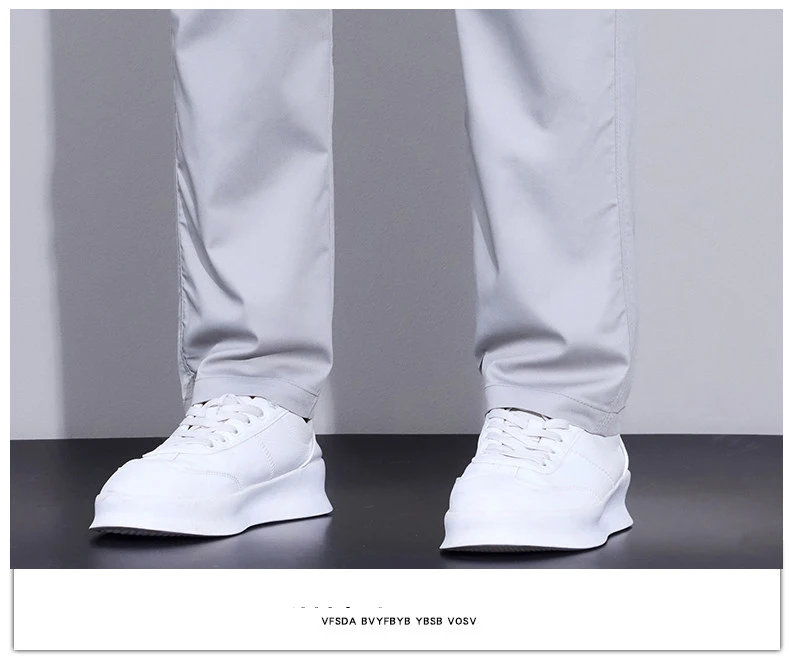 Herren Sommer Eisseide Freizeithose Ultra-Dünn Schnelltrocknend Elastisch Schmal Geschnitten Einfarbig Business Markenkleidung Hose – Detail 18