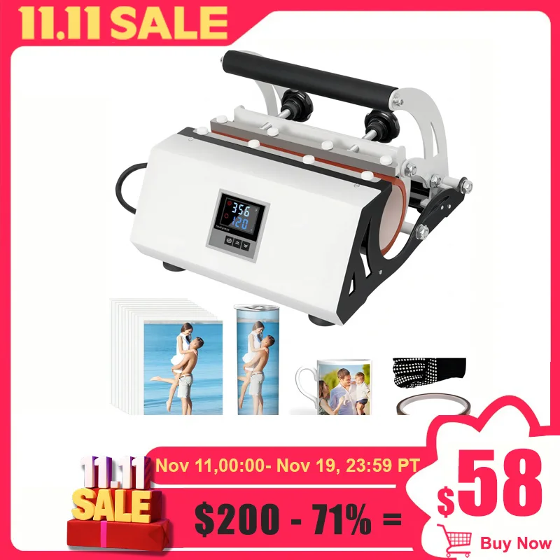 

[Little Polar Bear] Tumbler Mug Heat Press Machine Straight Through Single Station Sublimation Printing Heat Press for Mugs DIY