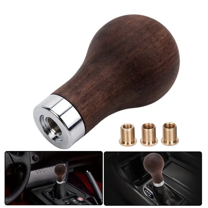 【Price Drop !!】 Solid Wood Gear Shift Knob-For Car Interior Modification-Vintage Manual Gear Shift Handle Adapter Nut Included