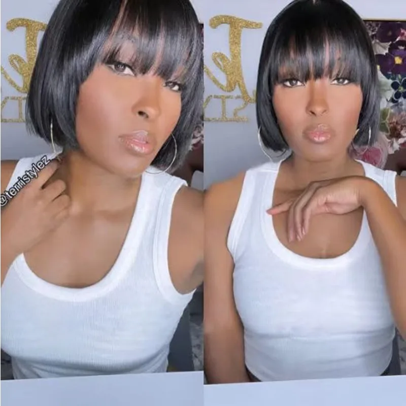 

Woman Daily Dress Up Bob Haircut Wig Party Lady Headwear Short Straight Hair Ball Match Wig Cover Chemical Fiber Student Head