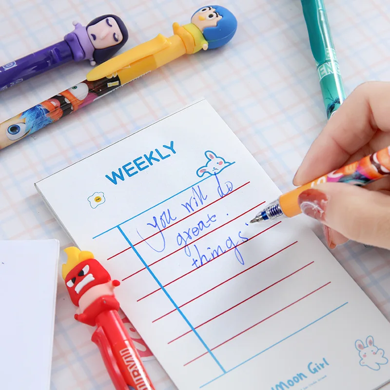 9/36pcs Inside Out 2 Doll Gel Pen Anime 0.5 Erasable Blue Writ Practice Press Sign Student Friend Interest Gift Stationery New image 3