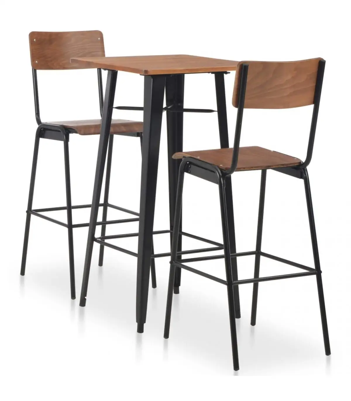 Furniture sets for kitchens and dining rooms high table set with stools 3 pieces black steel