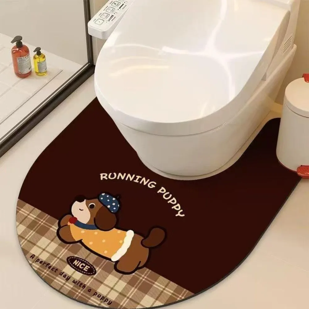 Diatom Ooze U Shaped Toilet Mat Absorbent Non-slip Bathroom Carpets Soft Quick-drying Toilet Rugs Bathroom Floor Protector Pad