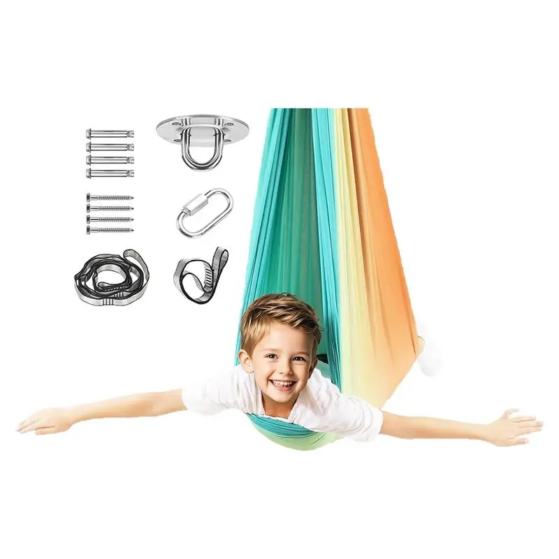 

Sensory Swing Indoor Portable Kids Swing Sensory Hammock Portable Adjustable Calming Multi-Functional Game For Playrooms Quiet