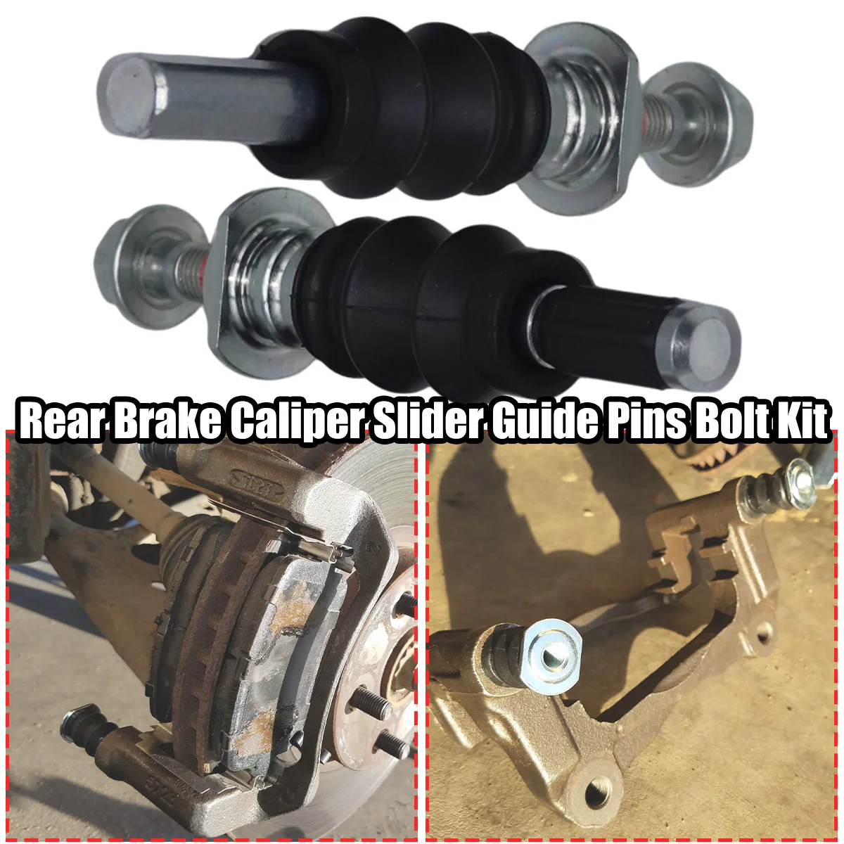 

For Nissan Peugeot Renault Opel/Vauxhall Rear Brake Caliper Slider Guide Pins Bolt Kit Left Right Disc Housing Bellows Sleeve