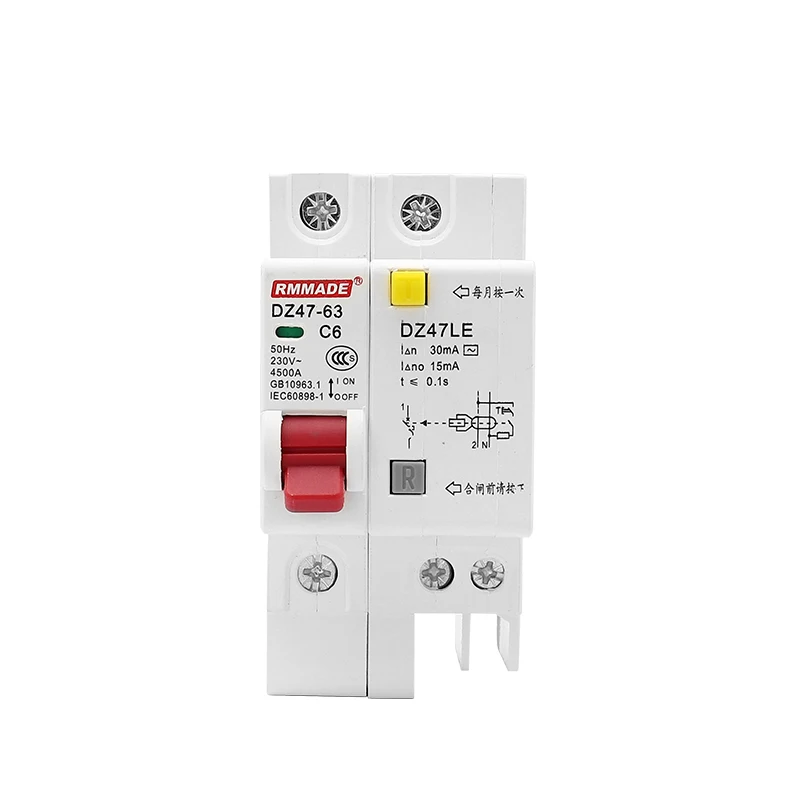 AC DZ47LE RCD RCCB Residual Current Protector 230 400V 6A-63A MCB Din Rail Mount Disconnector Residual Current Circuit Breaker