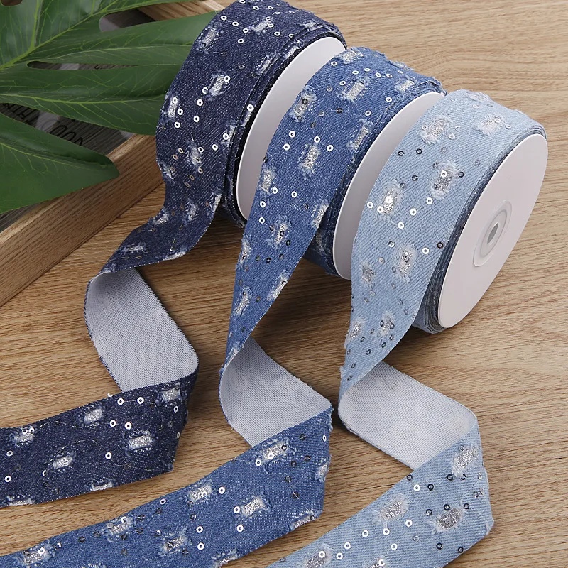 Kewgarden Hole Sequins Denim Ribbons 40mm 1.5