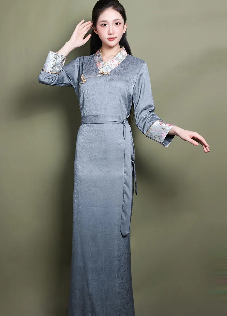 

Тибетская трендовая одежда, женская летняя одежда интернет-знаменитостей, оригинальный халат Бора, тибетское этническое платье меньшинства с цветочным принтом лхаса, деревня, платье для девочек