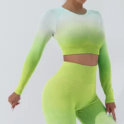 Women's Sports Shirt For Gym Crop Top Long Sleeves Shirts for Women Yoga Sports Fitness Gym Sportswear Exercise Woman Clothes