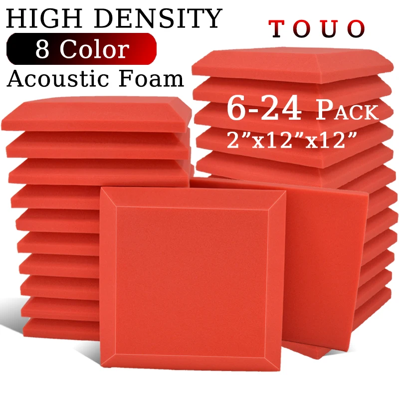 TOUO Acoustic Foam 6/12/24 Pcs Home Studio Acoustic Treatment Sound Foams Large Square Hypotenuse Sound Absorbing Material